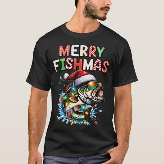 Merry Fishmas Santa Fishing Lovers Funny Fisherman T-Shirt (Vorderseite)
