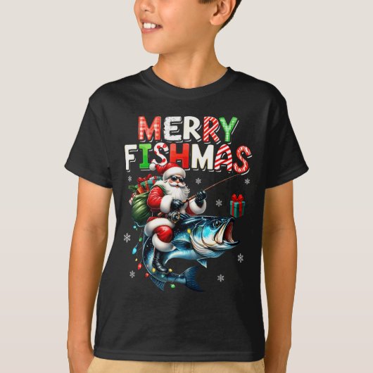 Merry Fishmas Santa Fishing Lovers Funny Fisherman T-Shirt (Vorderseite)