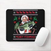 Merry Fishmas Santa Fishing Ugly Christmas Sweater Mousepad (Mit Mouse)