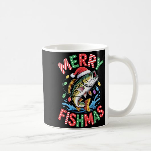 Merry Fishmas Santa Hat B Fishing Christmas Angler Kaffeetasse (Rechts)