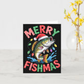 Merry Fishmas Santa Hat B Fishing Christmas Angler Karte (Gelbe Blume)