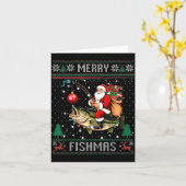 Merry Fishmas Santa Riding B Fish Christmas Ugly S Karte (Gelbe Blume)