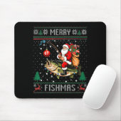 Merry Fishmas Santa Riding B Fish Christmas Ugly S Mousepad (Mit Mouse)
