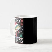 Merry Fishmas Ugly Christmas Sweater Fishing Lover Kaffeetasse (Vorderseite Links)