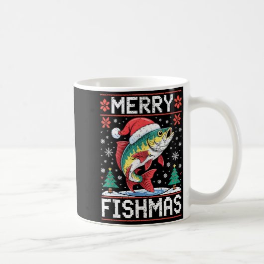 Merry Fishmas Ugly Christmas Sweater Fishing Lover Kaffeetasse (Rechts)