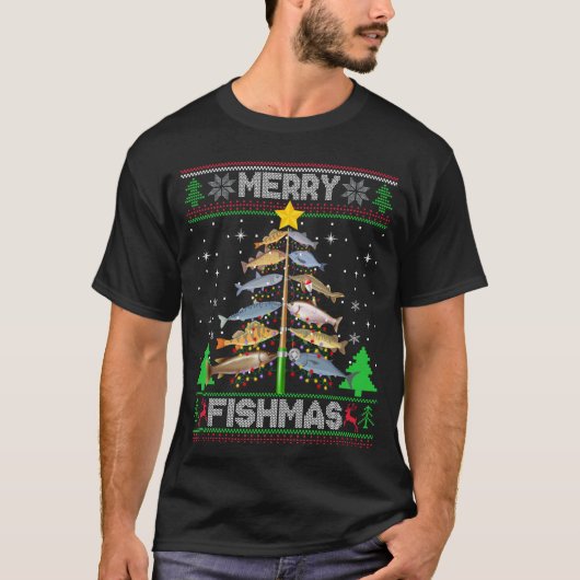 Merry Fishmas Ugly Sweater Fish Fish T-Shirt (Vorderseite)