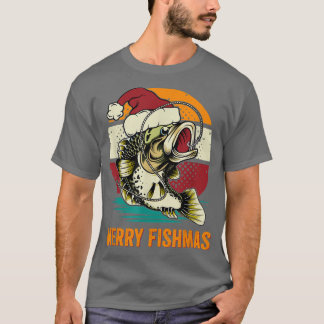 Merry Fishmas Ugly Sweater Fisherman Fishing Rod C T-Shirt