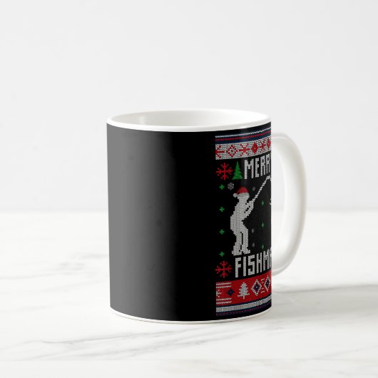 Merry Fishmas Ugly Sweater Ugly Fishing Christmas  Kaffeetasse (VorderseiteRechts)
