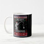 Merry Fishmas Ugly Sweater Ugly Fishing Christmas Kaffeetasse (Links)