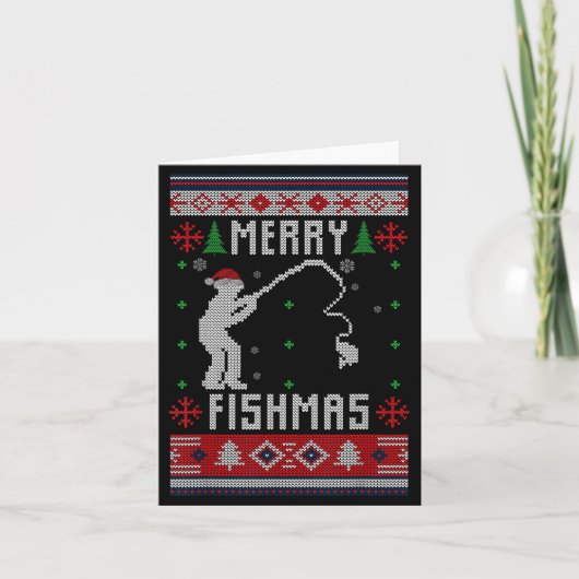 Merry Fishmas Ugly Sweater Ugly Fishing Christmas  Karte (Vorderseite)