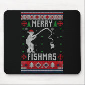 Merry Fishmas Ugly Sweater Ugly Fishing Christmas Mousepad (Vorne)