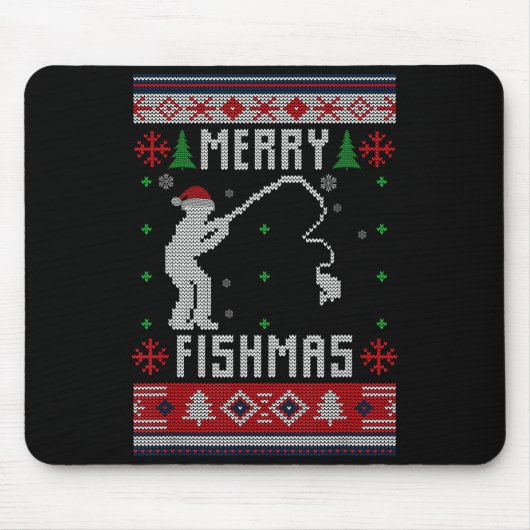 Merry Fishmas Ugly Sweater Ugly Fishing Christmas  Mousepad (Vorne)