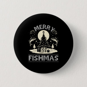 Merry Fishmas Ugly Xmas Sweater - Funny Christmas Button