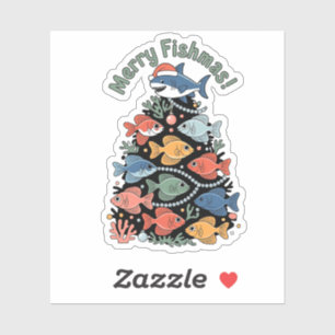 Merry Fishmas Weihnachtsbaum Fish Funny Fishing Aufkleber
