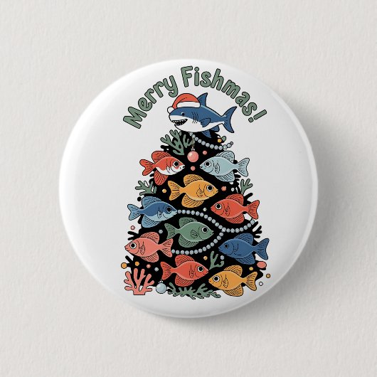 Merry Fishmas Weihnachtsbaum Fish Funny Fishing Button (Vorderseite)