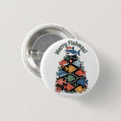 Merry Fishmas Weihnachtsbaum Fish Funny Fishing Button (Vorne & Hinten)
