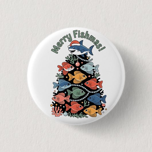 Merry Fishmas Weihnachtsbaum Fish Funny Fishing Button (Vorderseite)