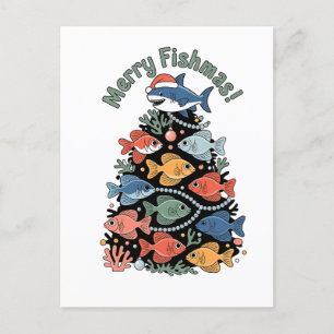 Merry Fishmas Weihnachtsbaum Fish Funny Fishing Feiertagspostkarte