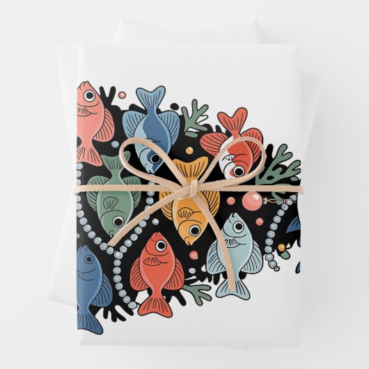 Merry Fishmas Weihnachtsbaum Fish Funny Fishing Geschenkpapier Set (Beispiel)