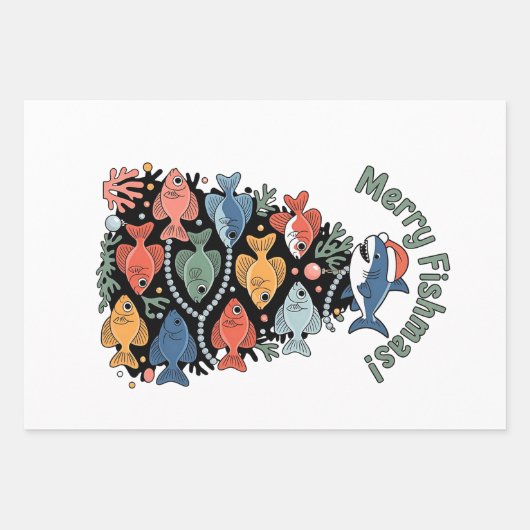 Merry Fishmas Weihnachtsbaum Fish Funny Fishing Geschenkpapier Set (Vorderseite)