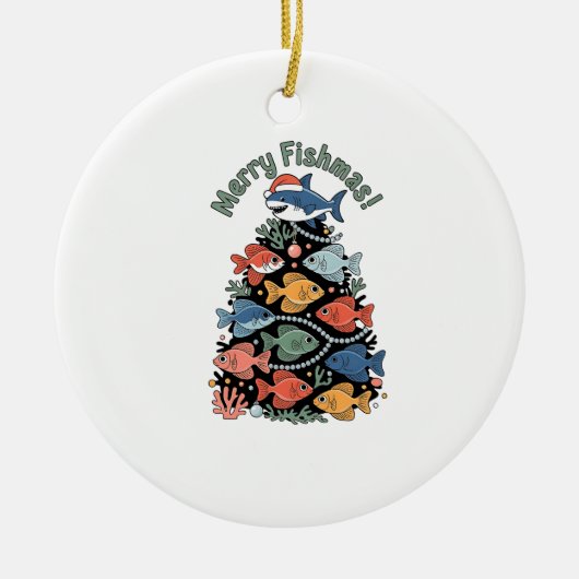 Merry Fishmas Weihnachtsbaum Fish Funny Fishing Keramik Ornament (Vorne)