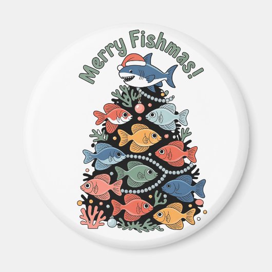Merry Fishmas Weihnachtsbaum Fish Funny Fishing Magnet (Vorne)