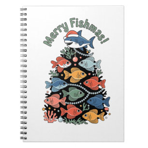 Merry Fishmas Weihnachtsbaum Fish Funny Fishing Notizblock