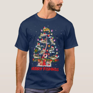 Merry Fishmas Weihnachtsbaum Fish Funny Fishing T-Shirt