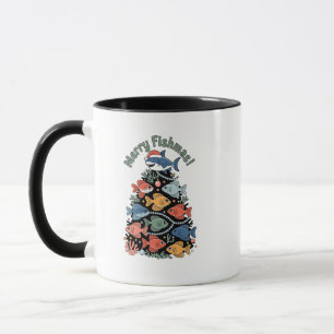 Merry Fishmas Weihnachtsbaum Fish Funny Fishing Tasse