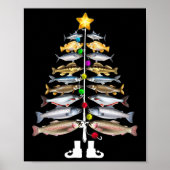 Merry Fishmas Weihnachtsbaum Funny Fishing Poster (Vorne)