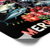 Merry Fishmas Weihnachtsbaumleuchten Fischen Poster (Ecke)