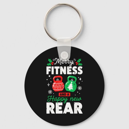Merry Fitmas And A Happy New Rear Christmas Fitnes Schlüsselanhänger (Vorderseite)