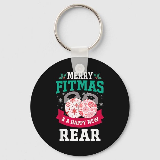 Merry Fitmas And A Happy New Rear Funny Fitness Pa Schlüsselanhänger (Vorderseite)