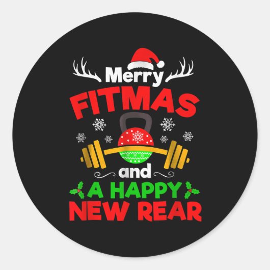 Merry Fitmas And A Happy New Year  Runder Aufkleber (Vorderseite)