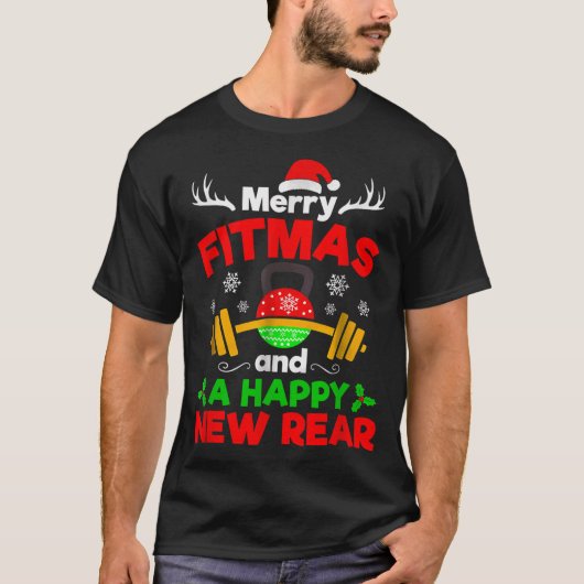 Merry Fitmas And A Happy New Year T-Shirt (Vorderseite)