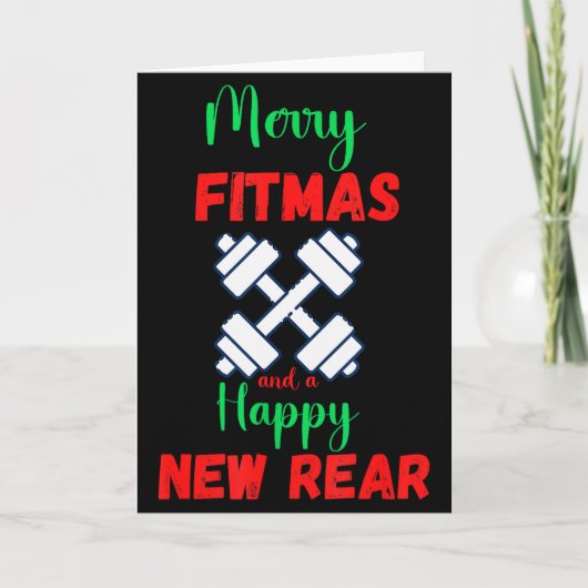 Merry Fitmas And Happy New Rear Fitness Funny Xmas Karte (Vorderseite)