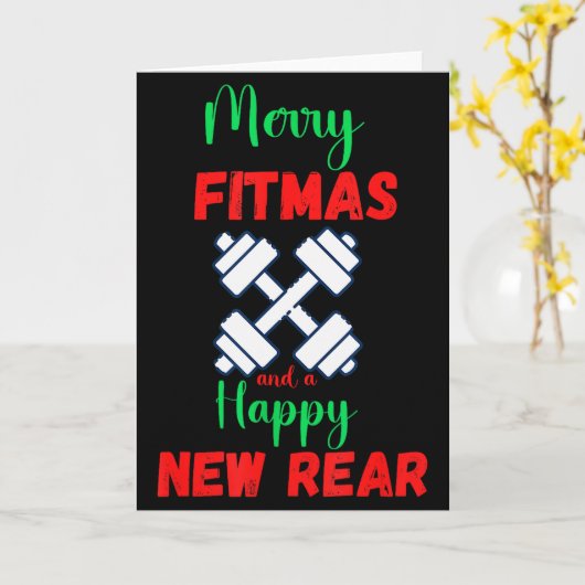 Merry Fitmas And Happy New Rear Fitness Funny Xmas Karte (Gelbe Blume)