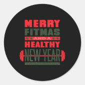 Merry Fitmas And Happy New Rear Fitness Funny Xmas Runder Aufkleber (Vorderseite)