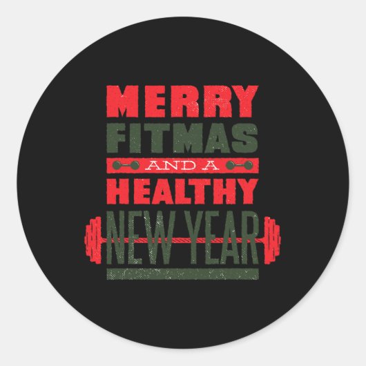 Merry Fitmas And Happy New Rear Fitness Funny Xmas Runder Aufkleber (Vorderseite)