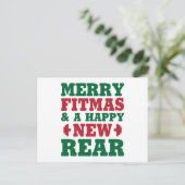 Merry Fitmas Feiertagspostkarte (Stehend Vorderseite)