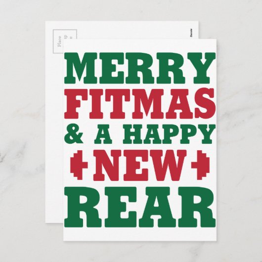 Merry Fitmas Feiertagspostkarte (Vorne/Hinten)