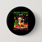 Merry Fitmas Happy New Year Funny Christmas New Ye Button (Vorderseite)