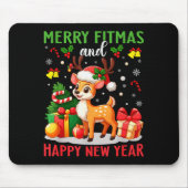 Merry Fitmas Happy New Year Funny Christmas New Ye Mousepad (Vorne)