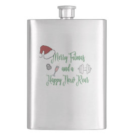 Merry Fitmas und ein glücklicher neuer Rücken Flachmann