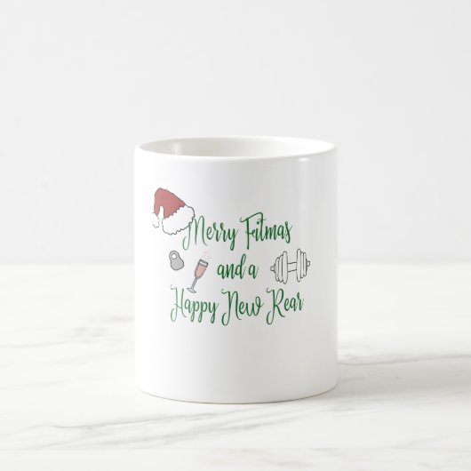 Merry Fitmas und ein glücklicher neuer Rücken Kaffeetasse (Mittel)
