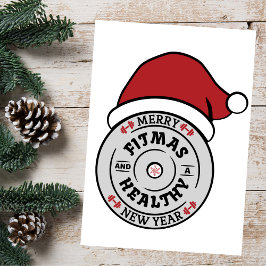 Merry Fitmas und Healty New Year Card Dankeskarte