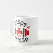 Merry Fitmas Weihnachts-Fitness Barbell Design Kaffeetasse (Vorderseite Links)