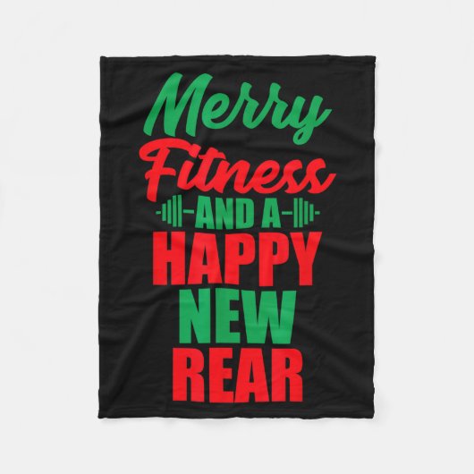 Merry Fitness And A Happy New Rear Funny Christmas Fleecedecke (Vorderseite)
