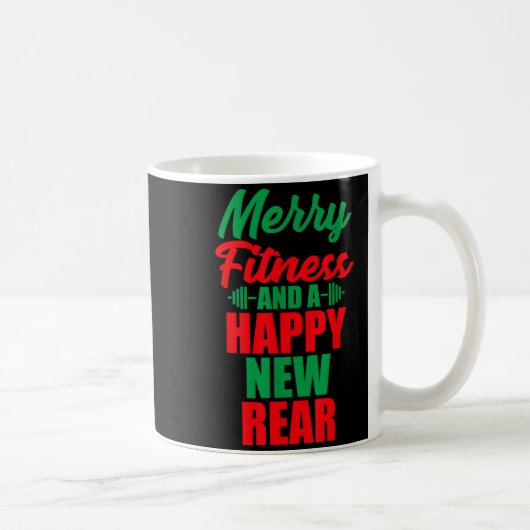 Merry Fitness And A Happy New Rear Funny Christmas Kaffeetasse (Rechts)