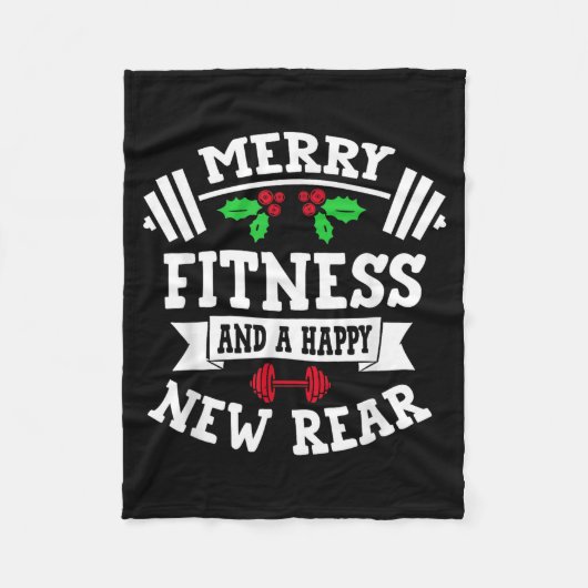 Merry Fitness And A Happy New Rear Funny Holidays Fleecedecke (Vorderseite)